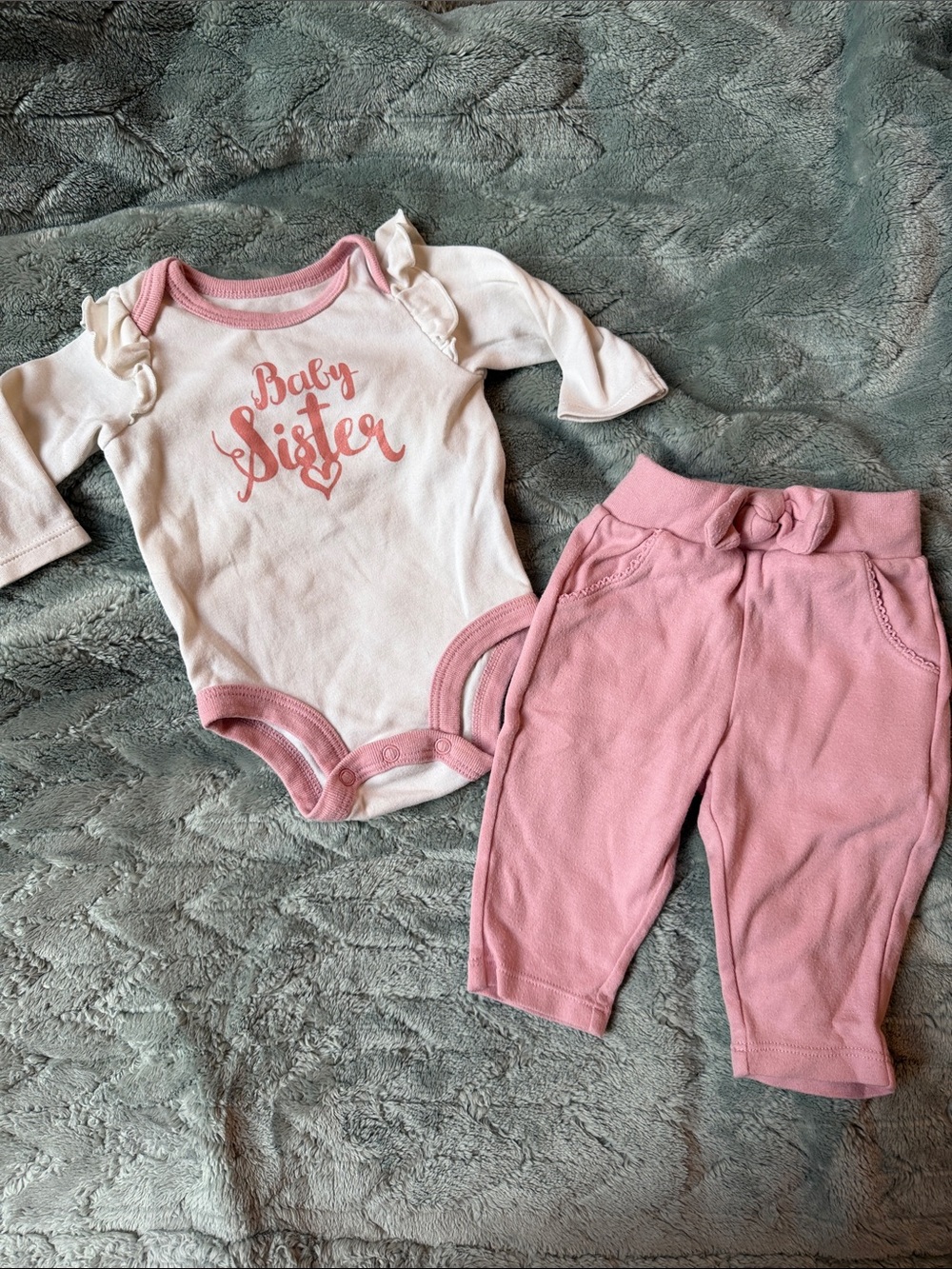 Baby Sister Pink & White Matching Set